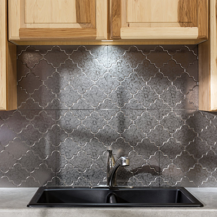 Monaco Galvanized Steel Decorative Vinyl Backsplash Kit