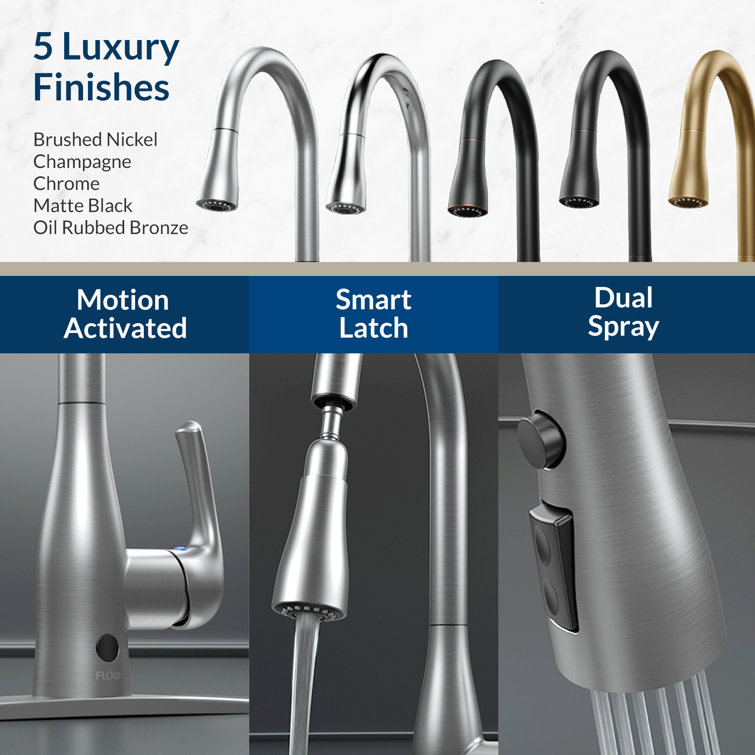 Champagne Brushed Nickel Pull-Down Kitchen Faucet with Spray