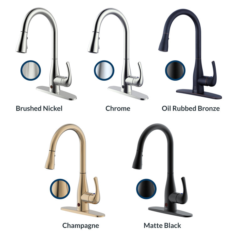 Champagne Brushed Nickel Pull-Down Kitchen Faucet with Spray
