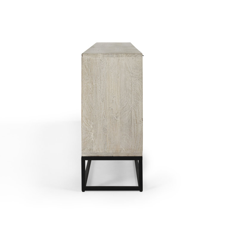 Clint Industrial Loft White Mango Wood Black Metal Base 108'' Sideboard