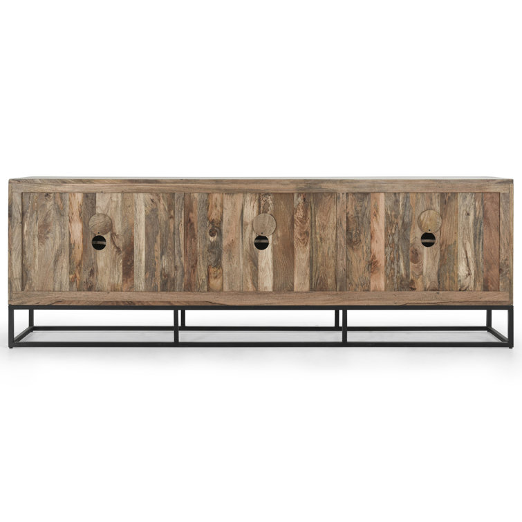 Clint Industrial Loft White Mango Wood Black Metal Base 108'' Sideboard