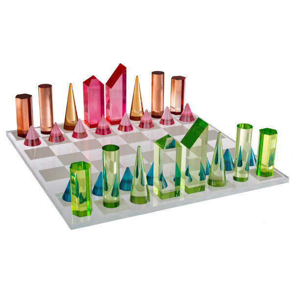 Modern Acrylic Chess Set with Colorful Game Pieces