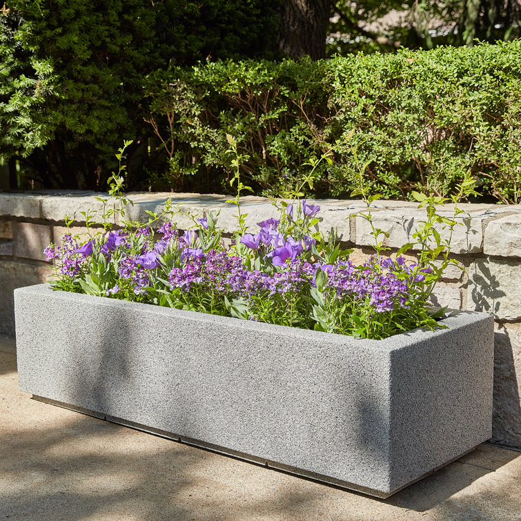 Gray Granite Extra Large Rectangular Polymer Planter