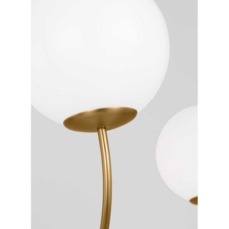 Burnished Brass and Milk Glass 4-Light Chandelier