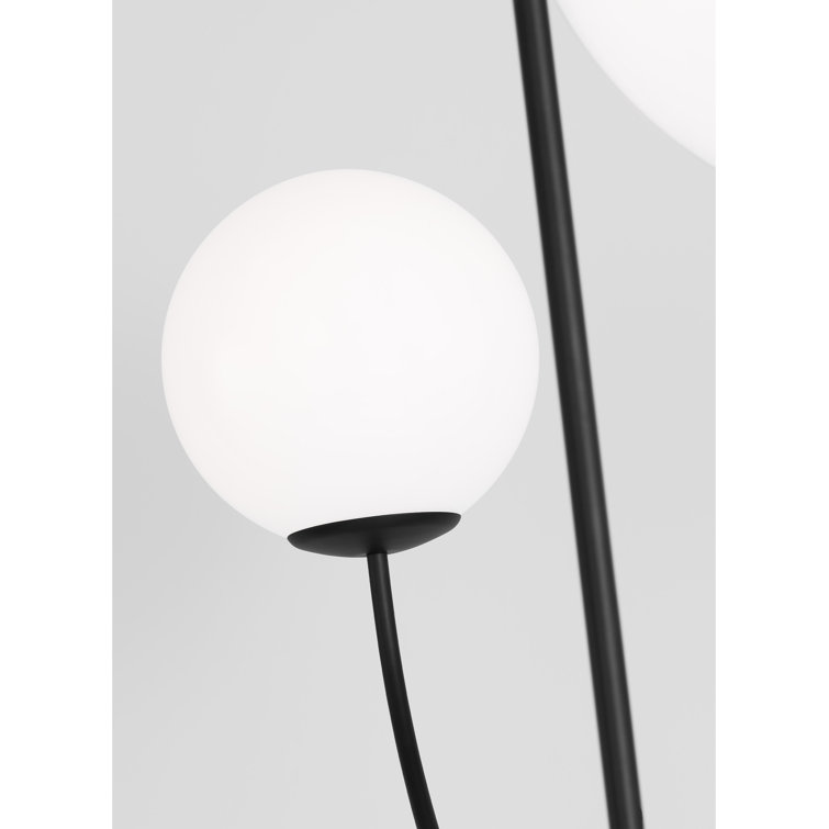 Midnight Black and Milk Glass 4-Light Chandelier