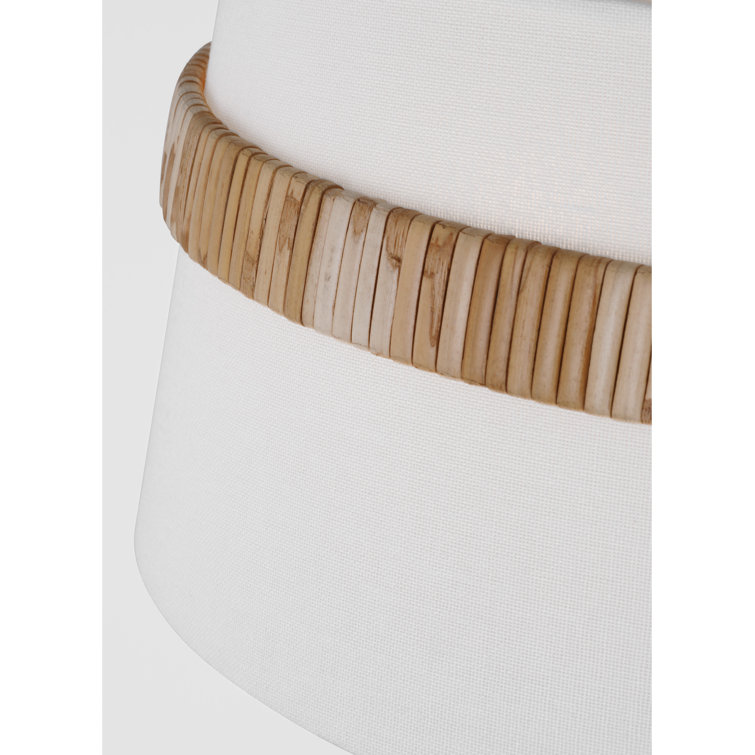 Gold Rattan and Glass LED Drum Flush Mount Light