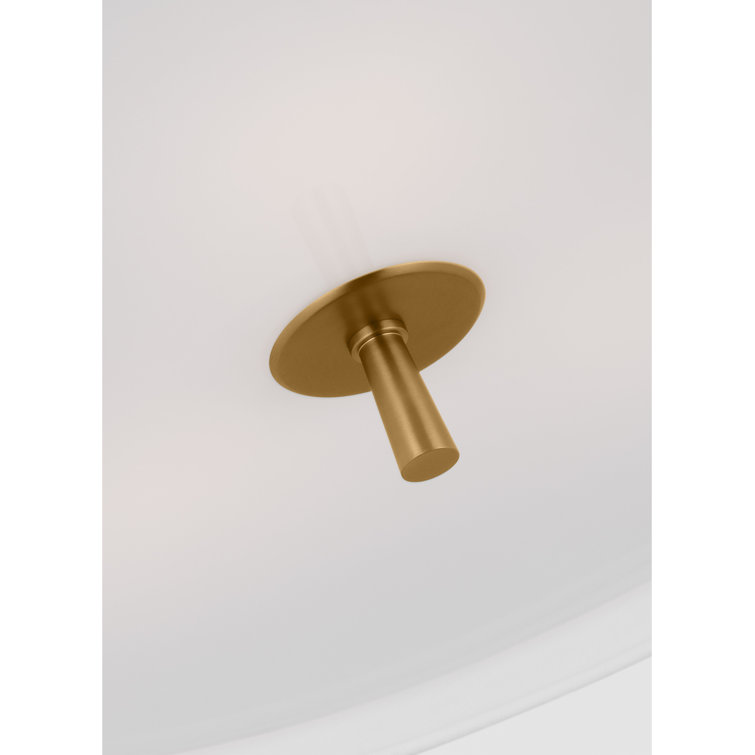 Alexa Hampton White Linen and Rattan Drum LED Flush Mount