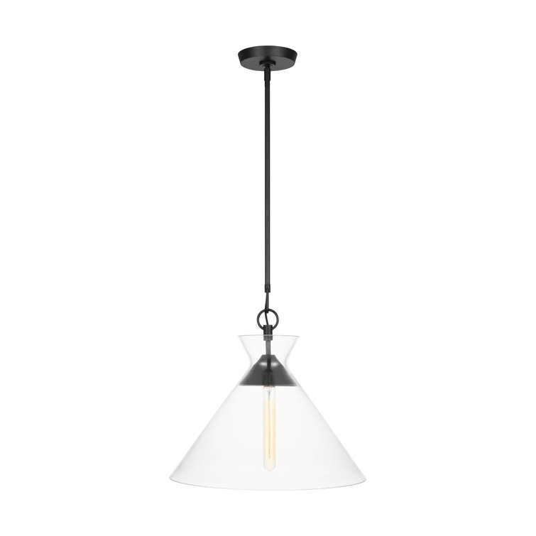 Clear Glass and Black Cone Pendant Light