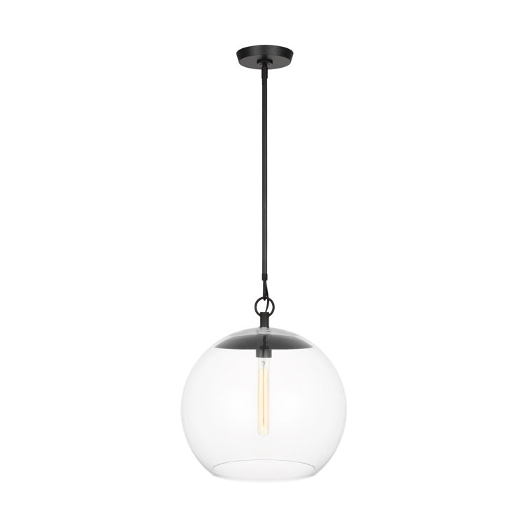 Aged Iron Globe Pendant with Clear Glass Shade
