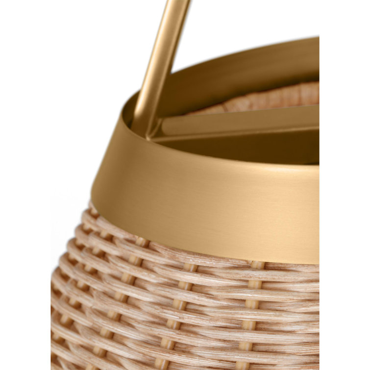 Whitby Burnished Brass Pendant with Blonde Rattan Shade