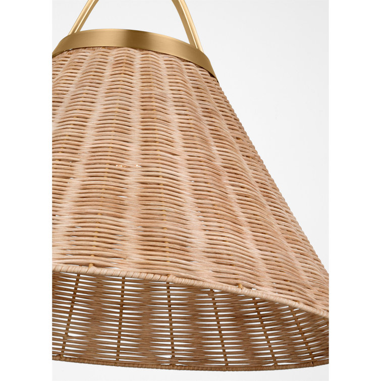 Whitby Burnished Brass Pendant with Blonde Rattan Shade