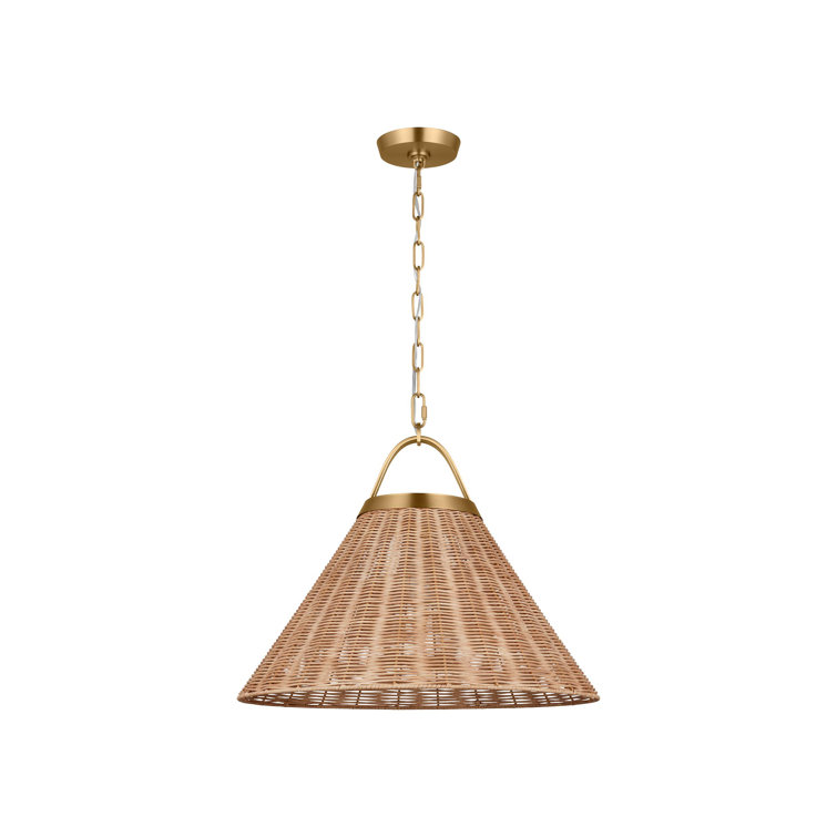 Whitby Burnished Brass Pendant with Blonde Rattan Shade