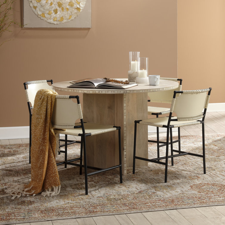Asher Luxe White Leather Upholstered Dining Chair with Metal Frame