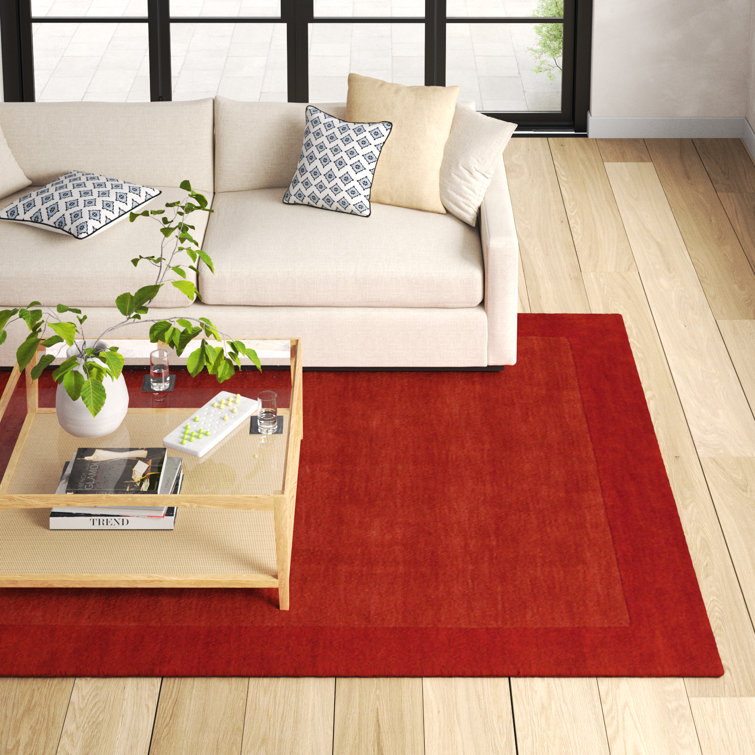 Handmade Red Wool Rectangular Area Rug 7'6" x 9'6"
