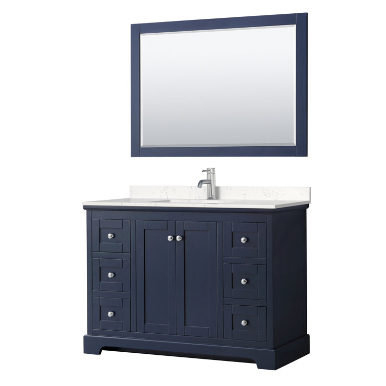 Avery 48'' Dark Gray Single Freestanding Vanity with Carrara Marble Top
