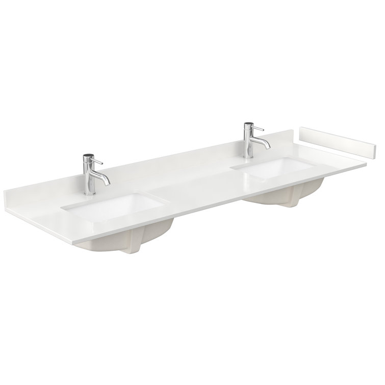72" White Double Bathroom Vanity with Quartz Top