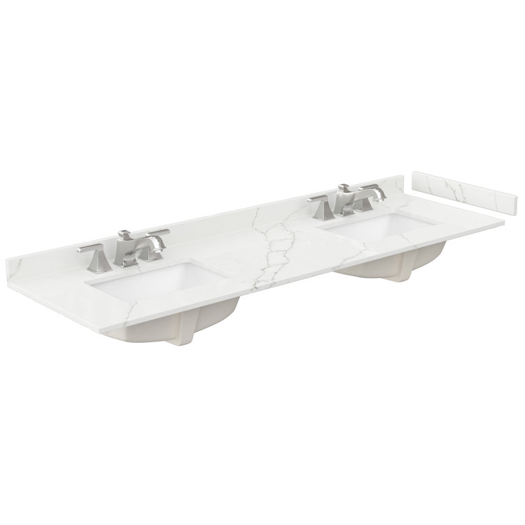 Elan 72" White Double Basin Vanity with Giotto Quartz Top