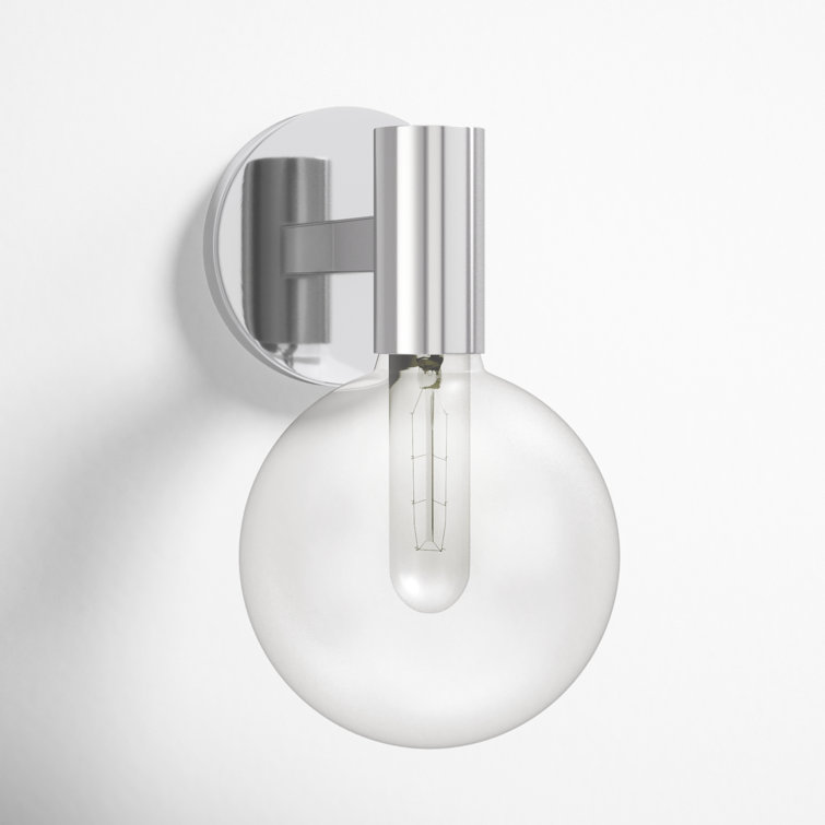 Chrome Globe Clear Glass Shade Dimmable Sconce