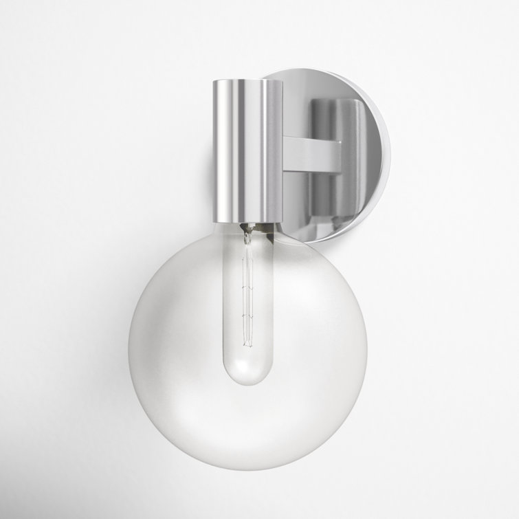 Chrome Globe Clear Glass Shade Dimmable Sconce