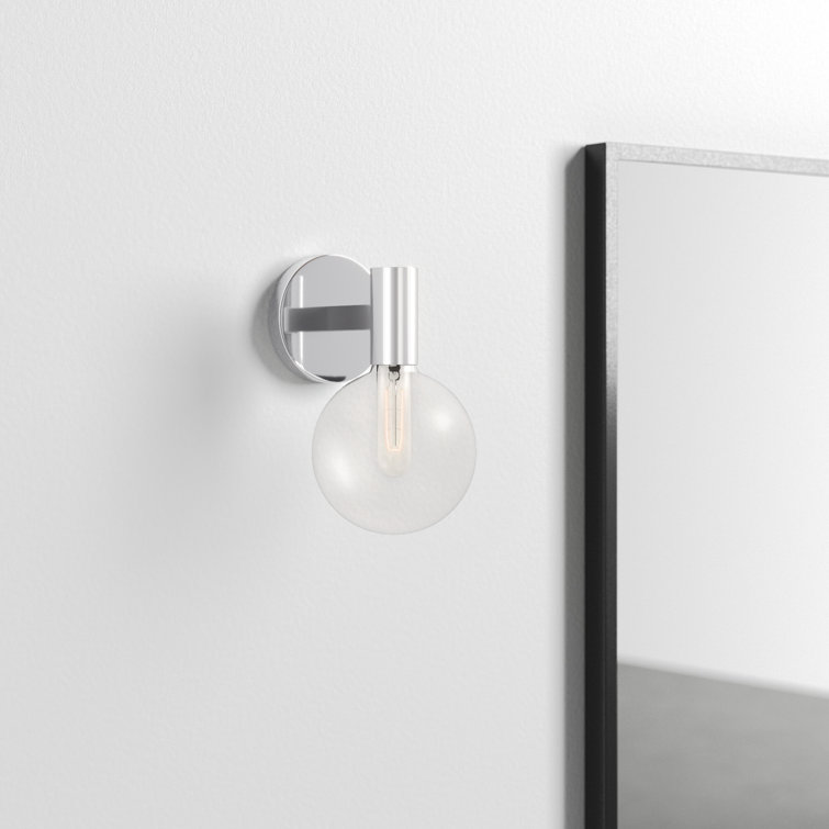 Chrome Globe Clear Glass Shade Dimmable Sconce
