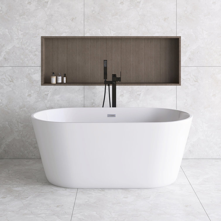 59'' White Acrylic Freestanding Soaking Bathtub