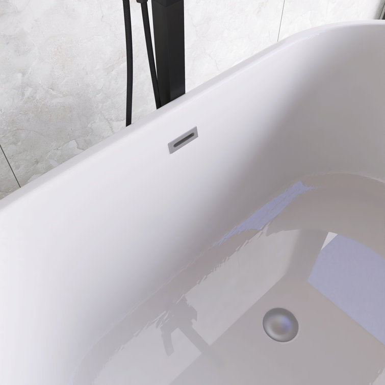 59'' White Acrylic Freestanding Soaking Bathtub