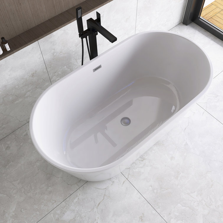59'' White Acrylic Freestanding Soaking Bathtub