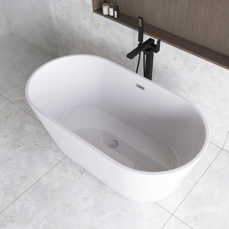 59'' White Acrylic Freestanding Soaking Bathtub