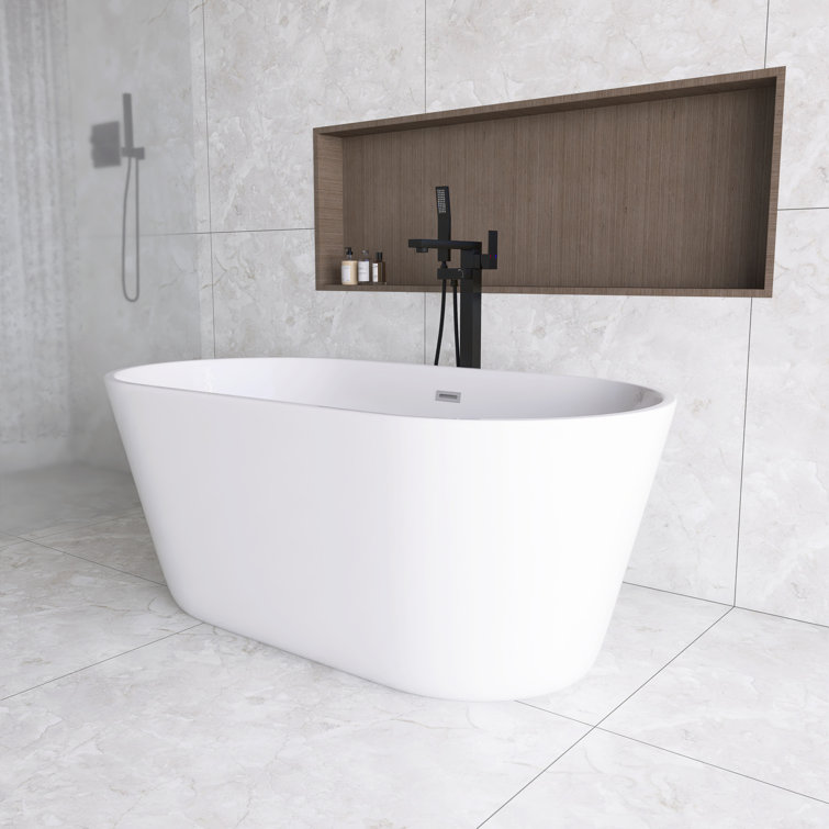 59'' White Acrylic Freestanding Soaking Bathtub