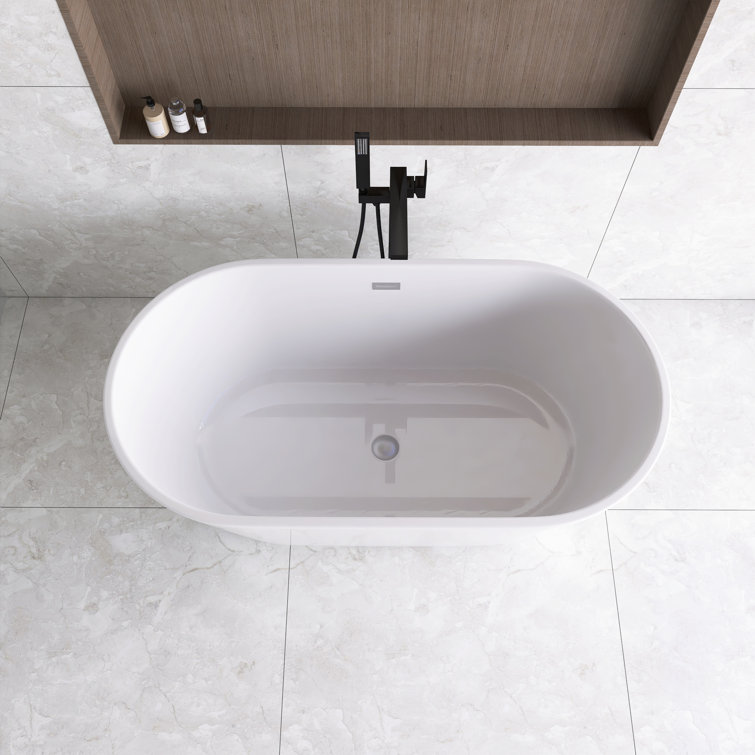 59'' White Acrylic Freestanding Soaking Bathtub
