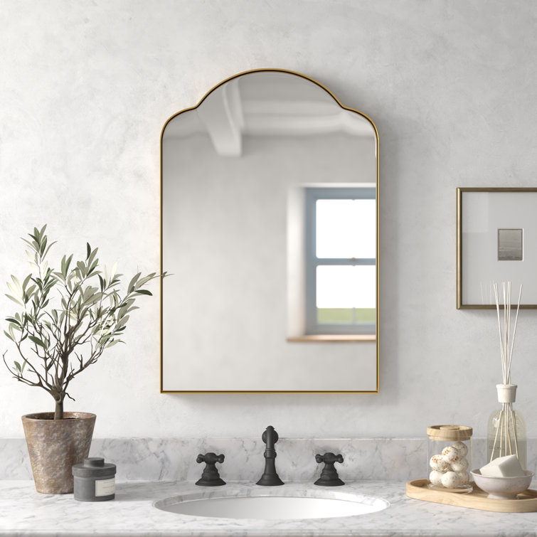 Gold Stainless Steel Arch Wall Mirror with Glass