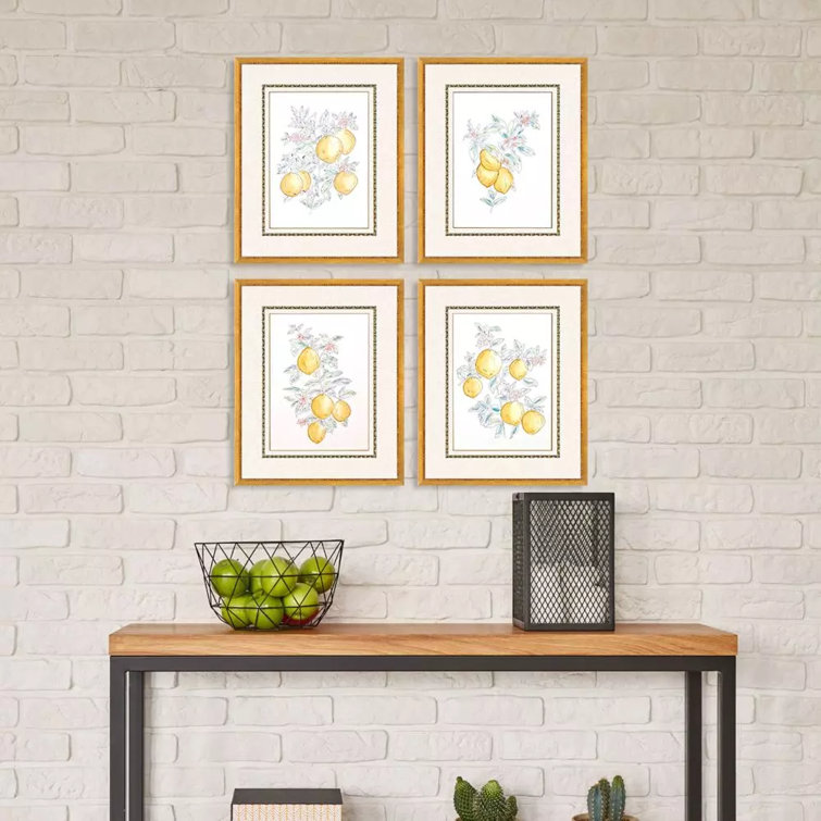 Citrus Fresh Hand-Painted Gold Framed Wall Art Set