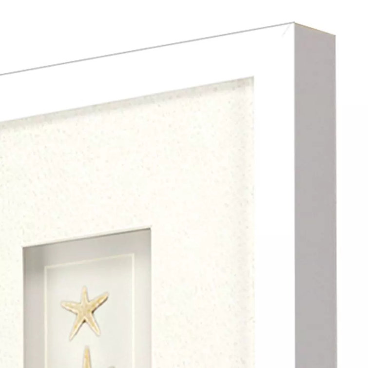 White Coastal Mixed Media Framed Wall Art Set of 4
