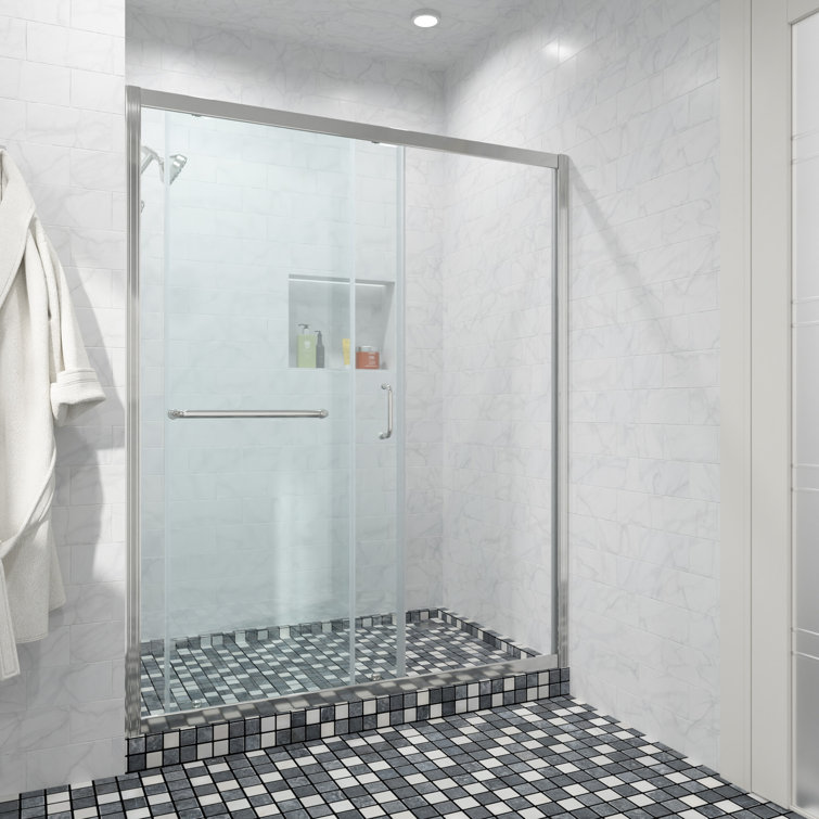 Chrome 48'' x 72'' Frameless Sliding Tempered Glass Shower Door