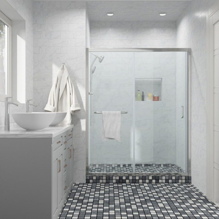 Chrome 48'' x 72'' Frameless Sliding Tempered Glass Shower Door