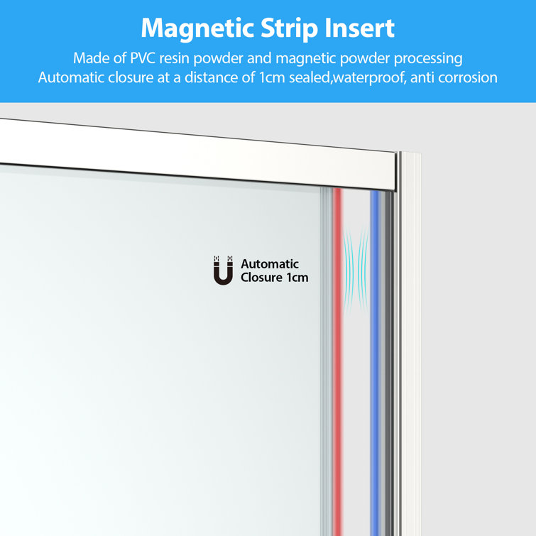 Chrome 48'' x 72'' Frameless Sliding Tempered Glass Shower Door