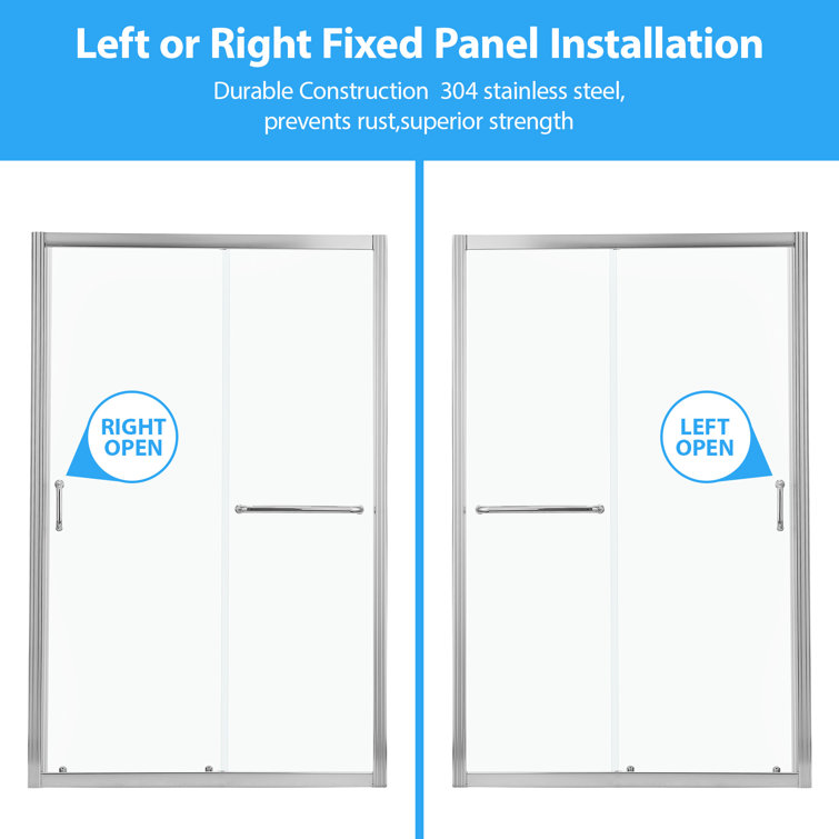Chrome 48'' x 72'' Frameless Sliding Tempered Glass Shower Door