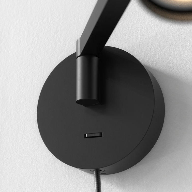 Matt Black Adjustable Swing Arm Plug-In Wall Light
