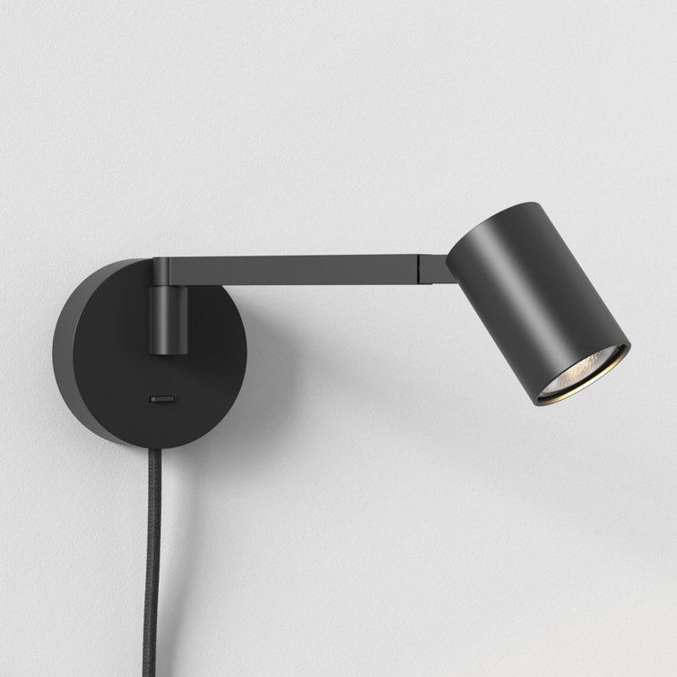 Matt Black Adjustable Swing Arm Plug-In Wall Light