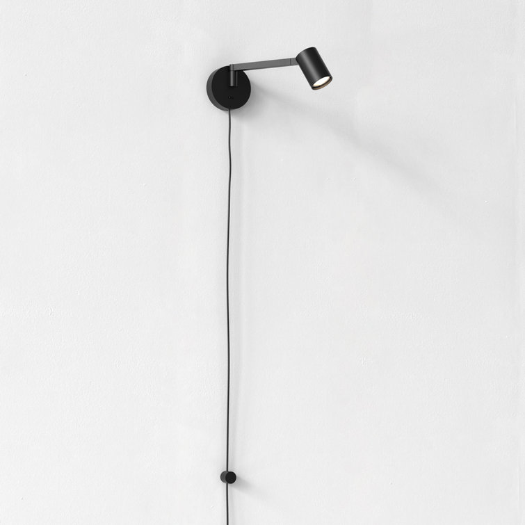 Matt Black Adjustable Swing Arm Plug-In Wall Light