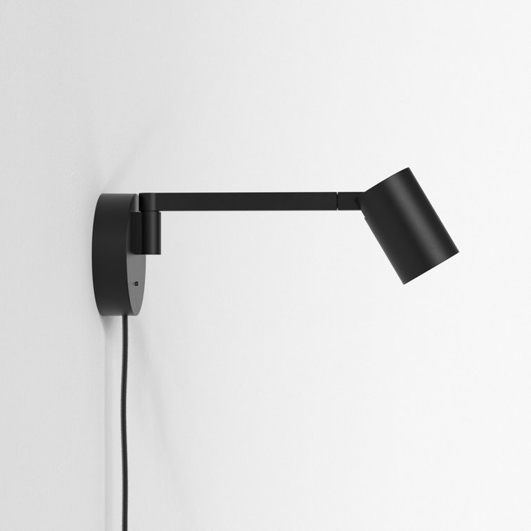 Matt Black Adjustable Swing Arm Plug-In Wall Light