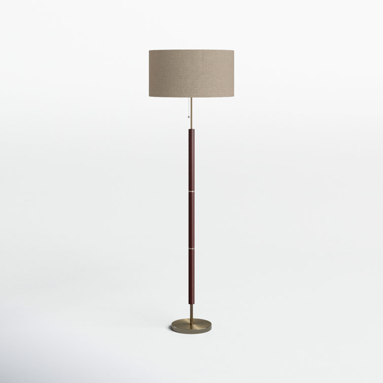 Hamilton Mid-Century Walnut Eucalyptus Floor Lamp with Linen Shade