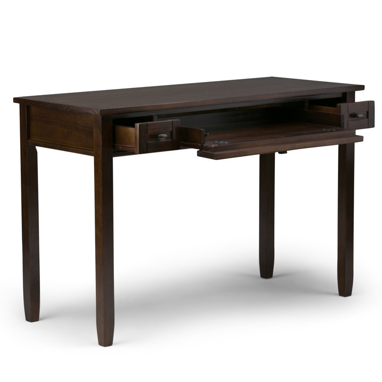 Tobacco Brown Solid Wood Writing Desk with Keyboard Tray
