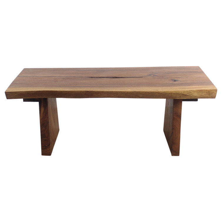 48" Natural Walnut Wood Backless Bench