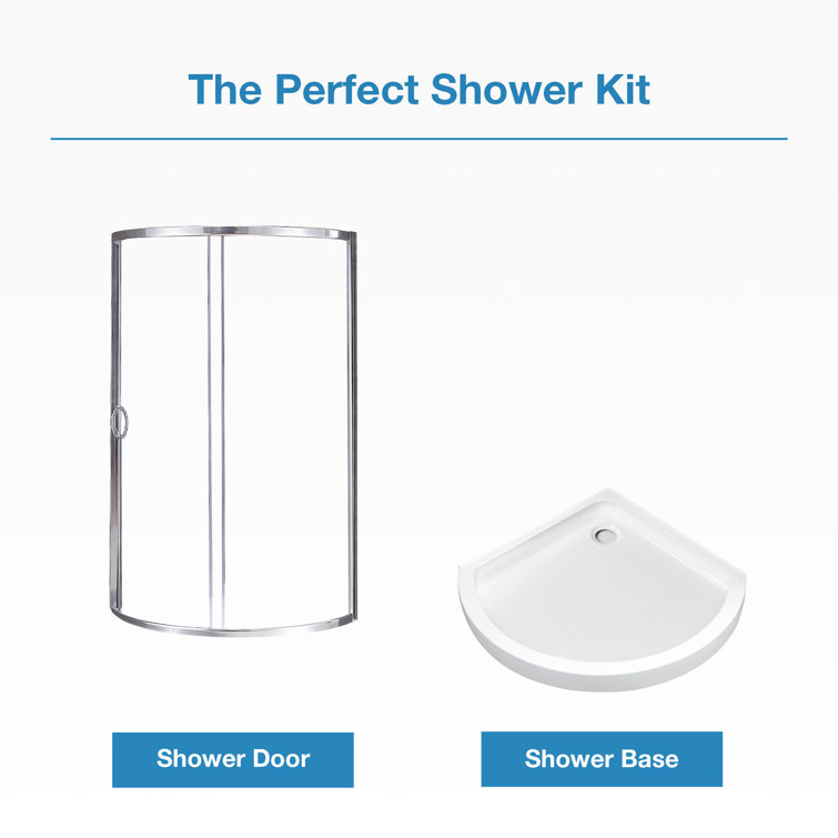 Breeze 36'' x 76'' Frameless Chrome Shower Kit with Clear Glass