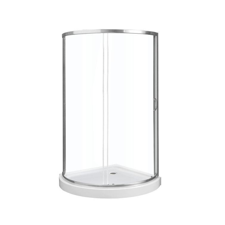 Breeze 38'' Round Nickel Framed Clear Glass Shower Kit with Base