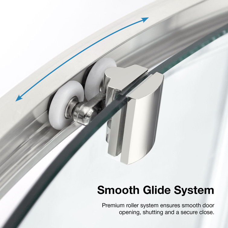 Breeze 38'' Round Nickel Framed Clear Glass Shower Kit with Base