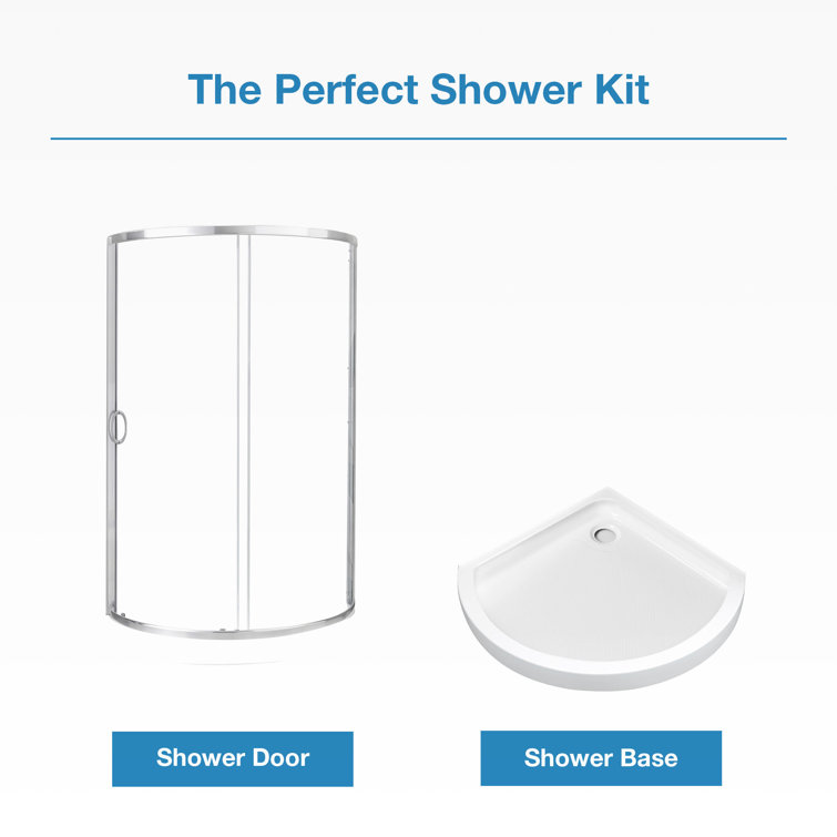 Breeze 38'' Round Nickel Framed Clear Glass Shower Kit with Base