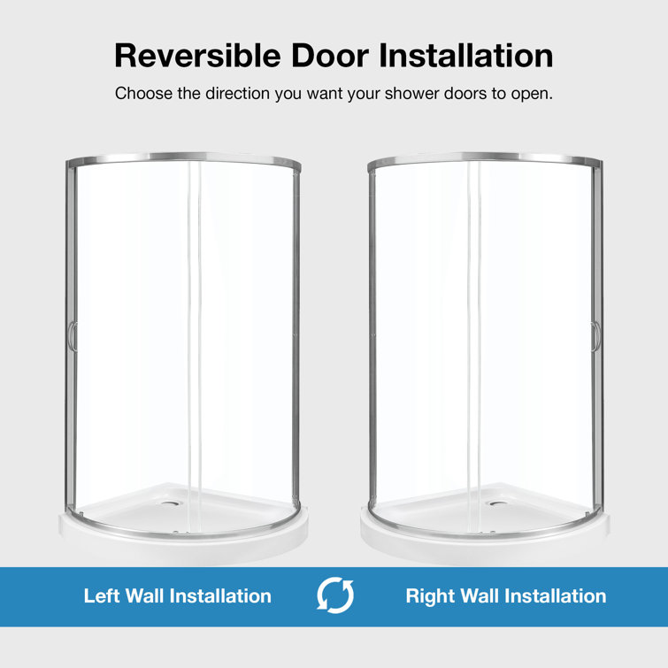 Breeze 38'' Round Nickel Framed Clear Glass Shower Kit with Base