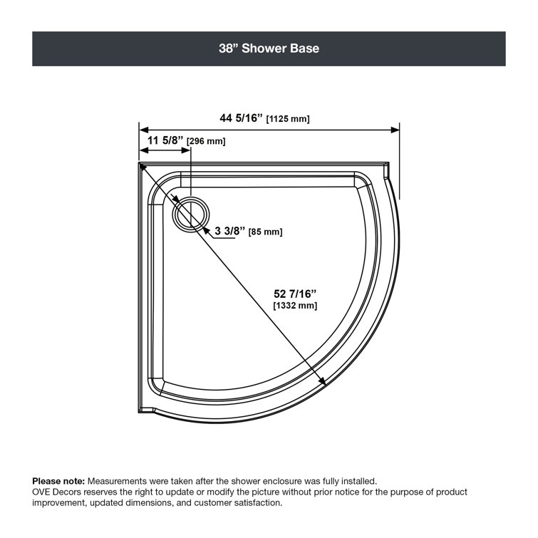 Breeze 38'' Round Nickel Framed Clear Glass Shower Kit with Base